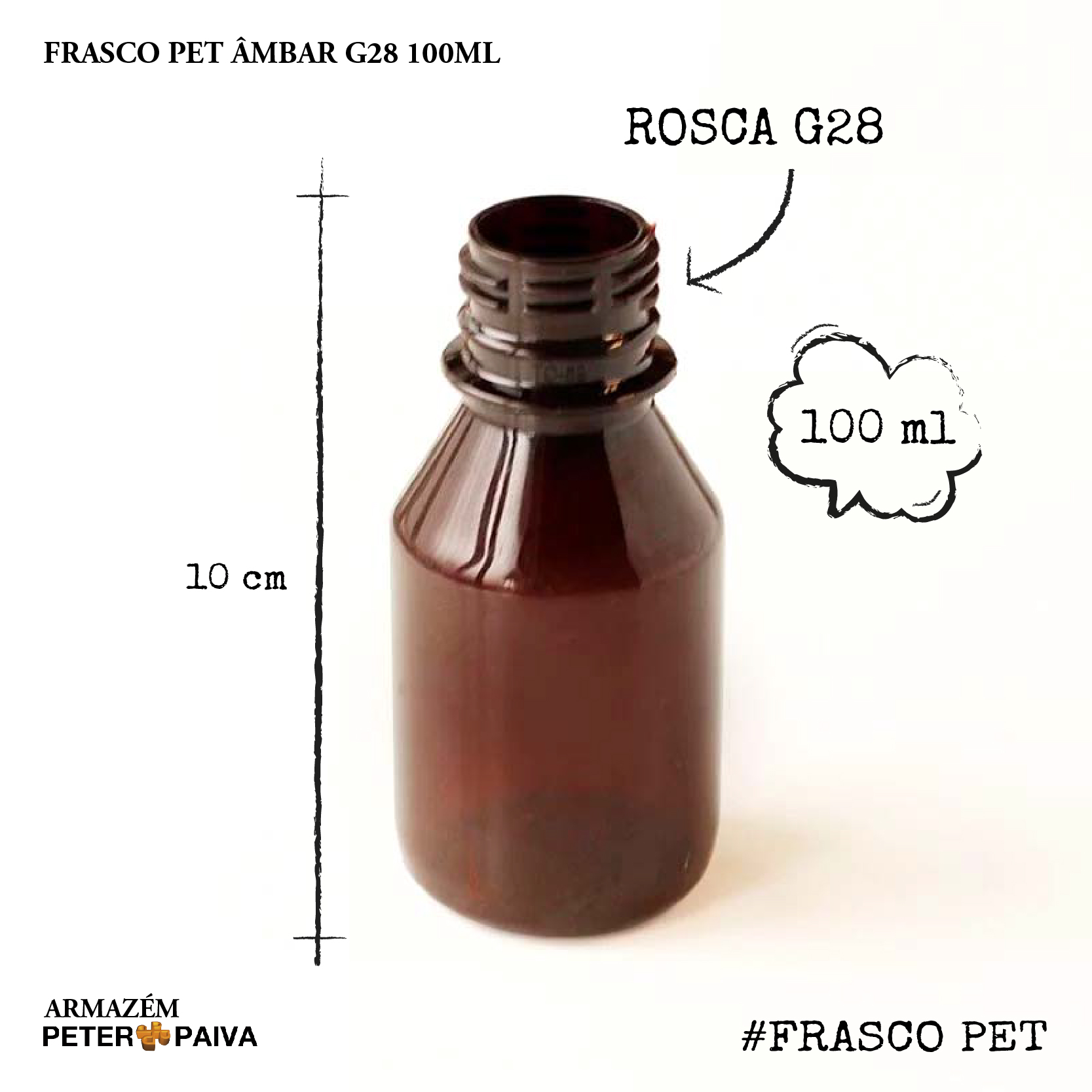 Frasco Pet Âmbar G28 100ml Armazém Peter Paiva