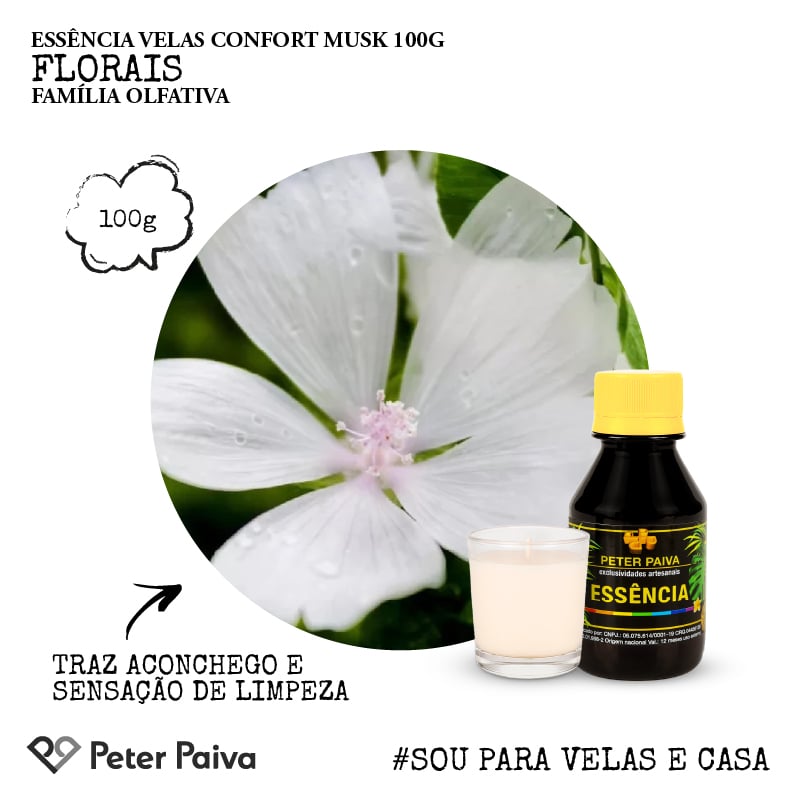 Essência Velas Confort Musk 100g |Peter Paiva